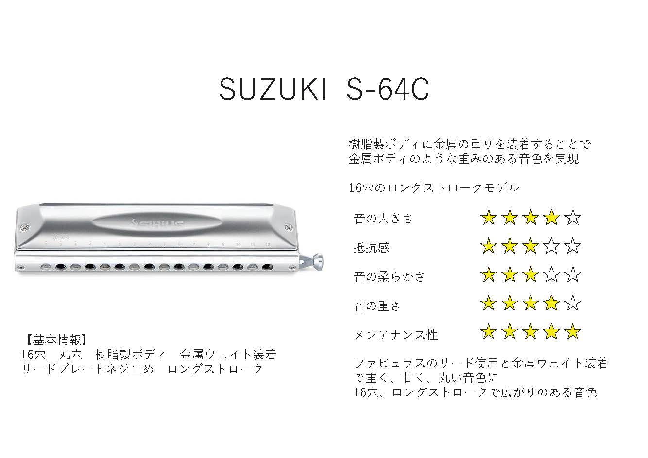 SUZUKI SIRIUS S-64C (16穴) 【クロマチックハーモニカ 