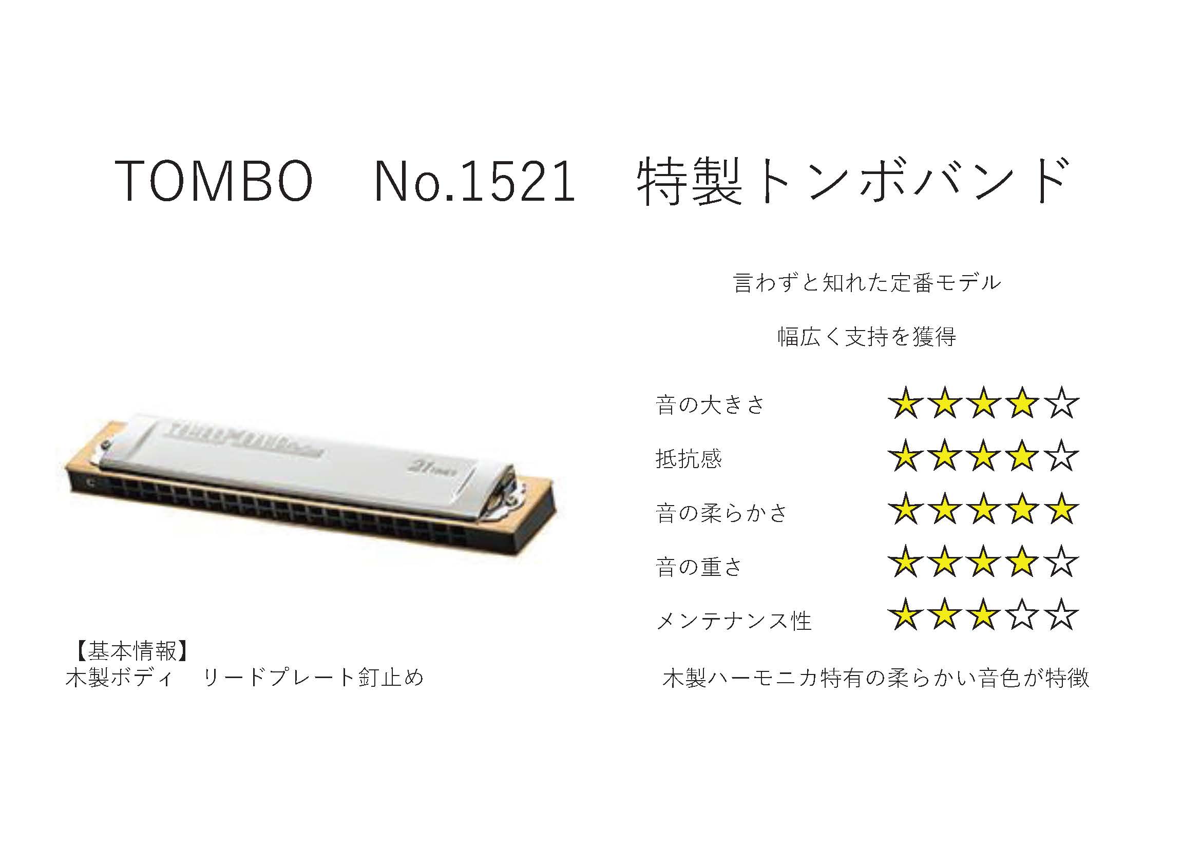 TOMBO 複音ハーモニカ G調 特製トンボバンド 21穴 1521 - 管楽器・吹奏楽器